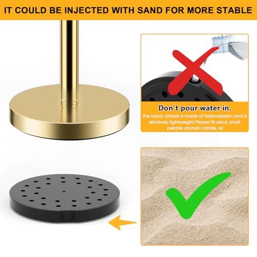 LOVMOR 6PCS Gold Stanchion Posts Queue, 38 Inch Red Velvet Rope, 5 FT Red Carpet Ropes and Poles, Crowd Control Barriers Queue Line Rope, Barriers for Party Supplies - color: Gold-6pack