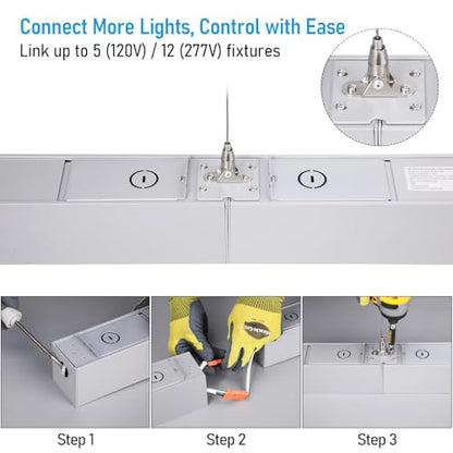 LEONLITE 2-Pack 8FT Linkable LED Linear Light, LED Suspended Light, Silver - color: Silver