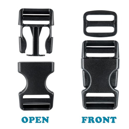 Buckle Straps Set 1'' - 6 Yards Nylon Webbing 1 inch, 6 PCS Dual Side Release Buckles, 12 PCS Tri-Glide Sliders, Heavy Duty Dual Adjustable No Sewing Kit - size: 1 inch