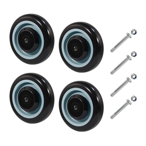 5" Shopping Cart Wheel Replacement Kit, Polyurethane Casters Set of 4, 3/8" Axle Diameter Wheels for Supermarket Grocery Retail Stores - style: Black(3/8" Bore)