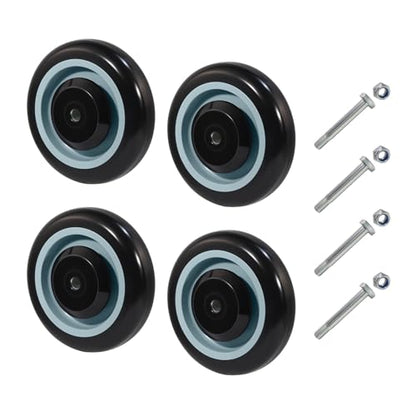 5" Shopping Cart Wheel Replacement Kit, Polyurethane Casters Set of 4, 3/8" Axle Diameter Wheels for Supermarket Grocery Retail Stores - style: Black(3/8" Bore)