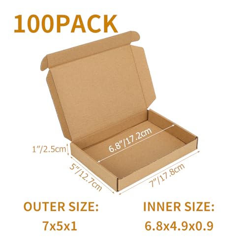 PHAREGE 100 Pack 7x5x1 inch Small Shipping Boxes, Brown Mailing Boxes - color: Brown, size: 7x5x1 inch 100 Pack
