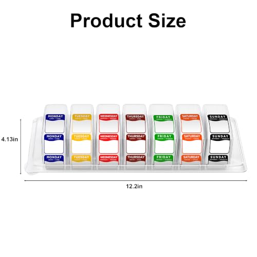 Date Stickers for Food, 7000 Pcs 1" Removable Day of the Week Food Labels in English/Español/Français with Dispenser, Monday-Sunday Date Stickers for Restaurant Kitchen Containers - color: Dispenser Set Square