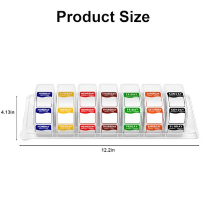 Date Stickers for Food, 7000 Pcs 1" Removable Day of the Week Food Labels in English/Español/Français with Dispenser, Monday-Sunday Date Stickers for Restaurant Kitchen Containers - color: Dispenser Set Square