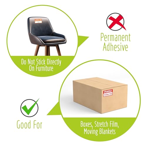 300PCS Home Moving Labels, 5 Color Coding Labels Packing Box Stickers with 50 Fragile Stickers & 50 Blank Ones (Each Measures 2” x 3.6”) - color: Style-b, size: 2” x 3.6” 300pcs
