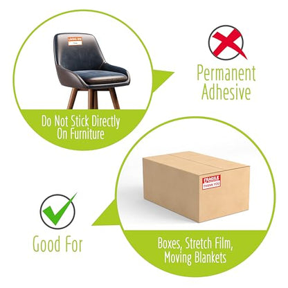 300PCS Home Moving Labels, 5 Color Coding Labels Packing Box Stickers with 50 Fragile Stickers & 50 Blank Ones (Each Measures 2” x 3.6”) - color: Style-b, size: 2” x 3.6” 300pcs