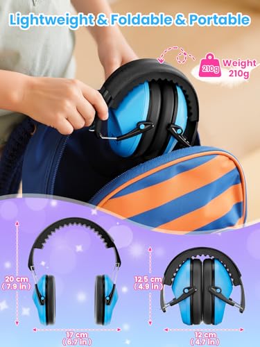 Dr.meter Noise Cancelling Headphones for Kids: Toddler Ear Protection Muffs - color: Blue