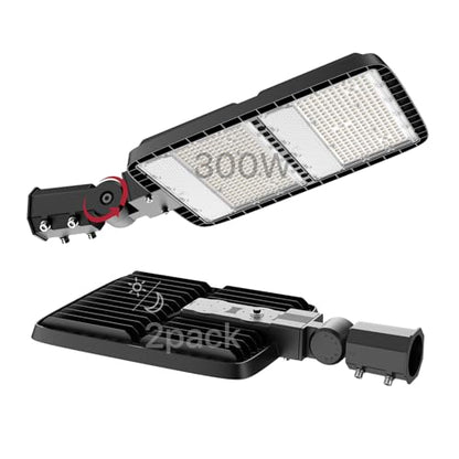 Kifflux 300W LED Parking Lot Lights with Dusk to Dawn Photocell Slip Fitter - size: 300watt 2pack