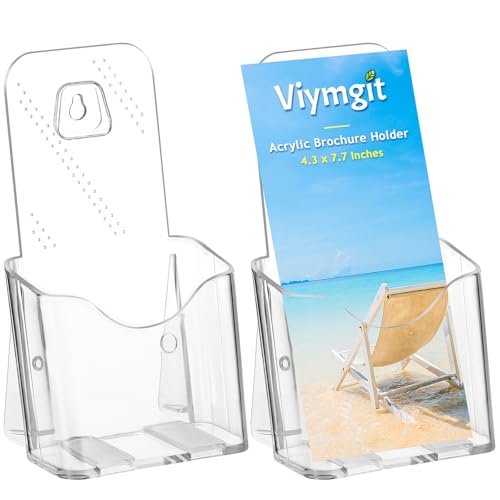 Acrylic Brochure Holder 4 x 9, Clear Pamphlet Holder Display Stand, 2 Pack - size: 4 x 9 Inch