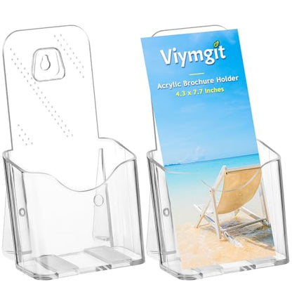 Acrylic Brochure Holder 4 x 9, Clear Pamphlet Holder Display Stand, 2 Pack - size: 4 x 9 Inch