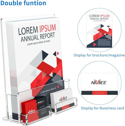 NIUBEE 6 Packs Acrylic Brochure Holder 8.5 x 11, Flyer Menu Display Stand - size: 6 Pack 8.5*11