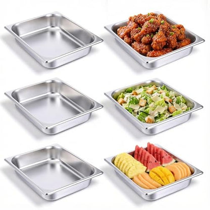 6 Pack Half Size Hotel Pans 2.5 Inch Deep 1/2 Size Steam Table Pans