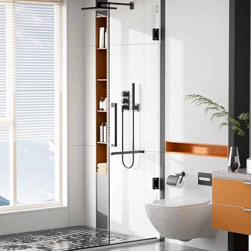 Alise Glass Shelf Brackets, Fits 8–12 mm Glass for Shower Use, 2 Pack - color: Black