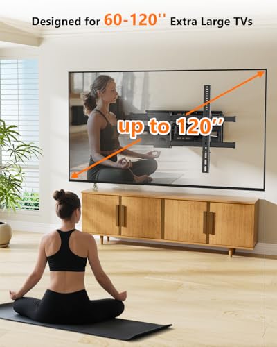 FORGING MOUNT Heavy Duty 60 to 120 inch XXXL Full Motion TV Wall Mount Max VESA1000x600mm Up to 275lbs for Extra Large Big Screens,Universal Articulating TV Mount Bracket Swivel Tilt,16-24” Studs - size: Fits 60-120" TVs / Max 1000x600mm Full Motion