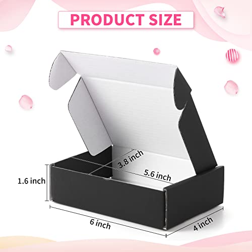 Spakon 50 Packs Shipping Boxes, Cardboard, Black, 6 x 4 x 1.6 Inches - color: Black, size: 6 x 4 x 1.6 Inches