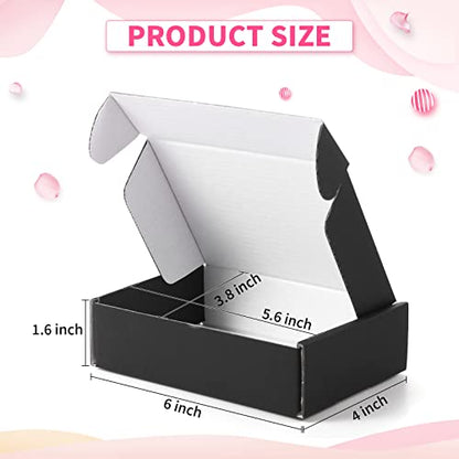 Spakon 50 Packs Shipping Boxes, Cardboard, Black, 6 x 4 x 1.6 Inches - color: Black, size: 6 x 4 x 1.6 Inches