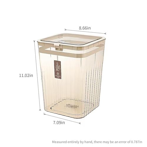 Bathroom Trach Can with Lid, 2.6 Gallon Grabage Can,Plastic Transparens Waste Basket with Press Top Lid,Clear Trach Bin for Home,Living Room,Bedroom,Office,Brown - color: brown