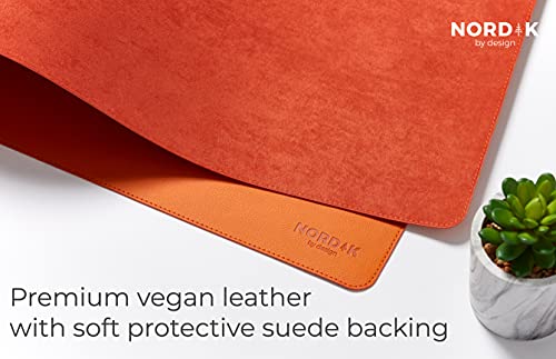 Nordik Leather Desk Mat -Tangerine Orange- Large Leather Desk Pad 35x17in - color: Tangerine Orange