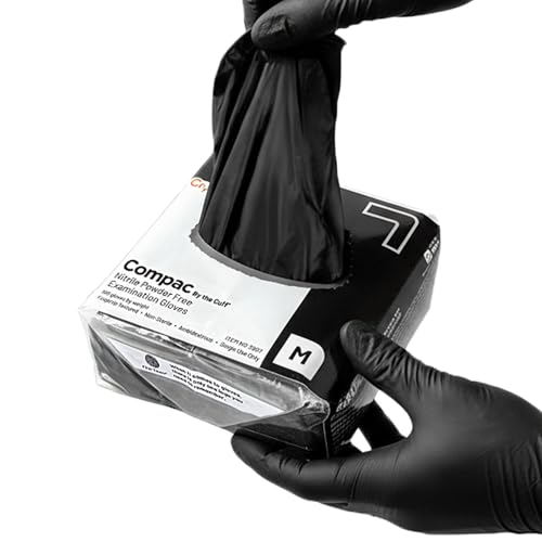 Cranberry Compac Black Nitrile Gloves Disposable Latex Free – Powder Free Food Safe Dental Medical Cleaning & Tattoo Supplies - size: Large