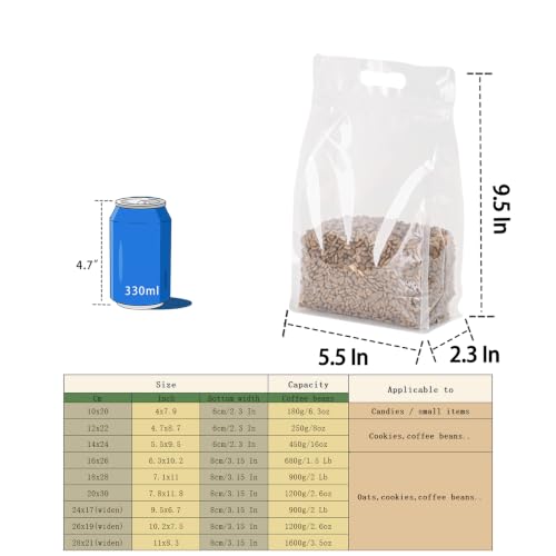 50 Pcs Clear Resealable Bags with wider bottom, 5.5" x 9.5" Zipper Food Storage Bags with Handle, Stand Up, Reusable, Sealable, for Packaging Products - color: Clear, size: 5.5" x 9.5"