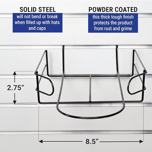 Slatwall Hat Display Rack for Fitted, Snapback, Unstructured & Ball Caps – Black, Chrome or White (Quantity 1) (1, Black) - color: Black, size: 1