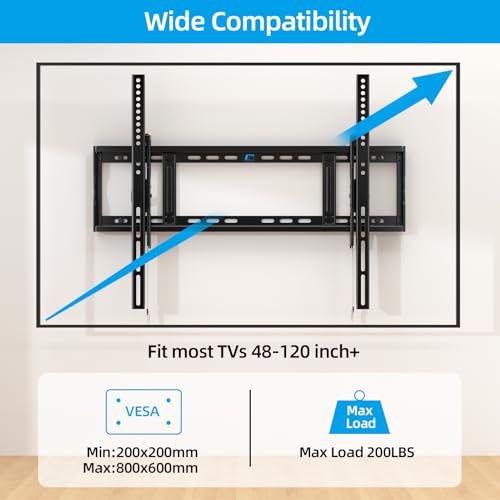 HOME VISION Heavy Duty Tilt TV Wall Mount for 48-120 Inch Flat Screen - size: 9801/ 48-120"