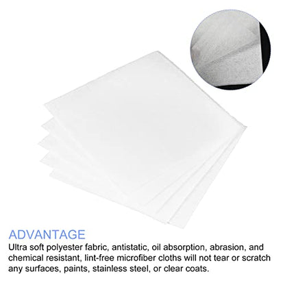 METALLIXITY Cleanroom Wipes Lint-Free Wipes (9.8" x 9.8") 100pcs, Automotive Wipes Dustless Wipes Nonwoven Polyester Blend Wiping Cloth for Laboratory Electronics Printing and Industries, White