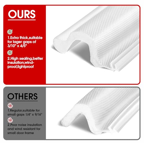 Extra Thick Kerf Door Weather Stripping White, V-Shaped Door Seal Strip - color: White, size: 40ft