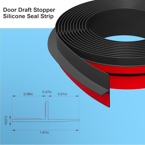 Elvone T-Shaped Weather Stripping Seal, Black Silicone, 1.97 in x 40 ft - color: Black, size: 40FTX1.97IN