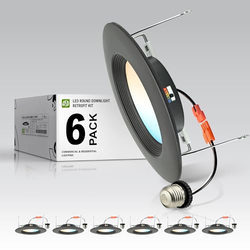 ASD 6 Pack Bronze Retrofit LED Recessed Lighting 6 Inch, 5CCT Wafer Lights - color: Bronze, size: 6 Pack