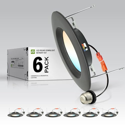 ASD 6 Pack Bronze Retrofit LED Recessed Lighting 6 Inch, 5CCT Wafer Lights - color: Bronze, size: 6 Pack