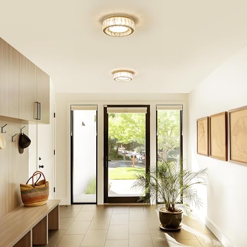 11 Inch Dimmable Luxury Crystal LED Flush Mount Ceiling Light - color: Gold, size: 11 Inch