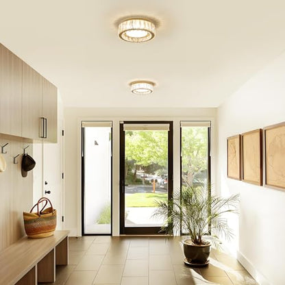 11 Inch Dimmable Luxury Crystal LED Flush Mount Ceiling Light - color: Gold, size: 11 Inch