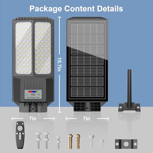 New 7000W Solar Street Light - Commercial Solar Lights Outdoor Waterproof, 200pcs High Brightness LEDs, Solar Parking Lot Lights Dusk to Dawn for Yard Garden with Motion Sensor - 4 Pack - size: L--4Pack