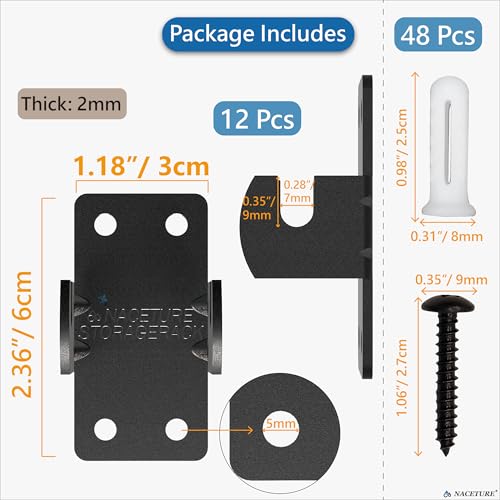 NACETURE Grid Wall Mount Brackets, 12 Pack Double Hook Design