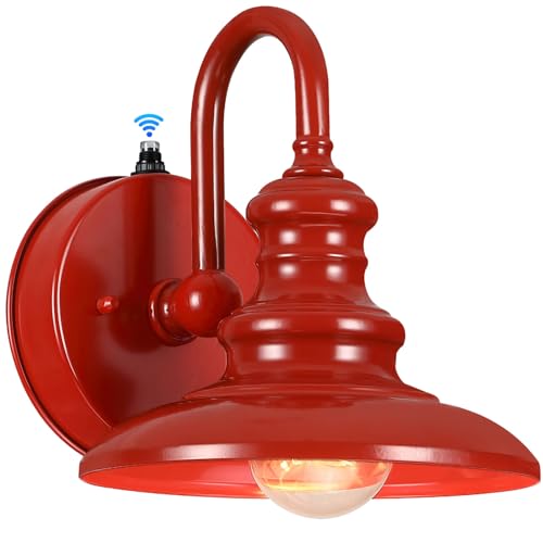 LONEDRUID Dusk to Dawn Sensor Outdoor Gooseneck Barn Light Fixture Red - color: Red