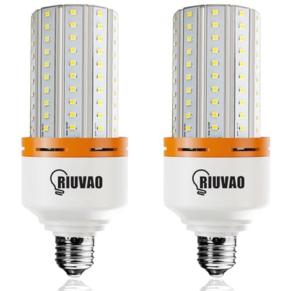 RIUVAO 2 Pack 50W LED Corn Light Bulb 6250 Lumin 400W Replacement E26 Cool Daylight White Led Light Bulb for Indoor Outdoor Building Appliction, 2 Count (Pack of 1) - style: 50W 5000K