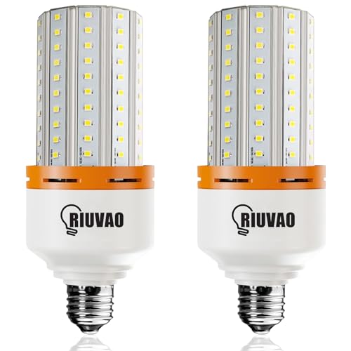RIUVAO 2 Pack 50W LED Corn Light Bulb 6250 Lumin 400W Replacement E26 Cool Daylight White Led Light Bulb for Indoor Outdoor Building Appliction, 2 Count (Pack of 1) - style: 50W 5000K