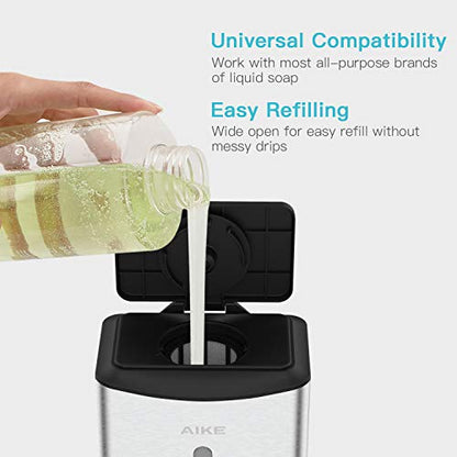 AIKE Heavy Duty Automatic Soap Dispenser,37oz for Bathroom,Brushed Steel - color: Brushed Stainless Steel