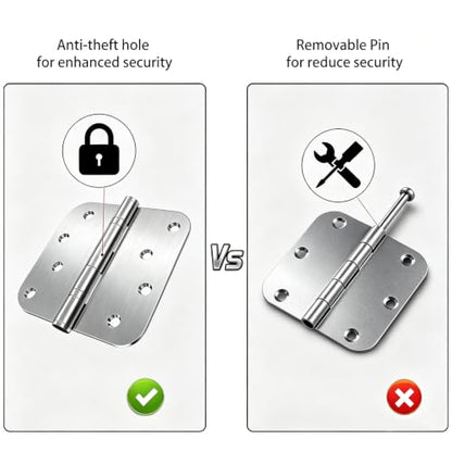 Ball Bearing Door Hinges, 4x4 Inch Stainless Steel Brushed Nickel, 3 Pack - color: 3 Pack Stainless Steels, size: 4 inch - 3 pack