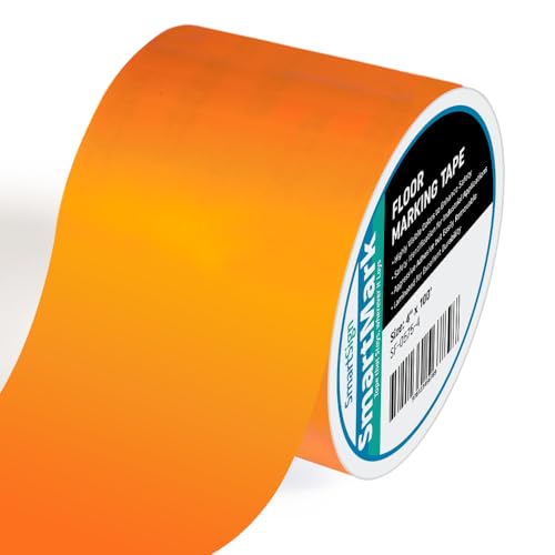 SmartSign Orange Floor Marking Tape, 4" Wide x 100' Long Roll, Durable Polyester, Laminated Protection - Non-Abrasive, Adhesive Safety Tape for Warehouses, High Traffic/Forklift Areas, Removable - color: Orange, size: 4"