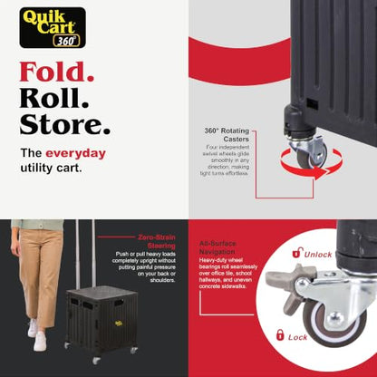 dbest Products Quik Cart 360 Collapsible Rolling Crate on Wheels - Black - color: Black, style: 360