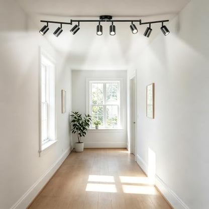 LED 8 Light Track Lighting Kit, 57.6" Black 8 Way Ceiling Spotlights Fixture, 3 CCT Adjustable, with Flexibly Rotatable Light Heads for Kitchen, Living Room, Bedroom, Includes 8 x GU10 Bulb - color: Black, size: 8