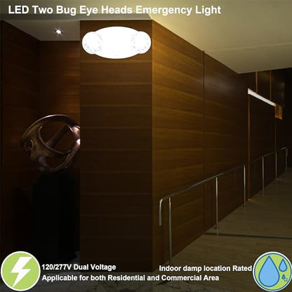 LIT-PaTH LED Emergency Light for Business, Battery Backup, 2 Pack - size: 2-Pack