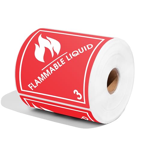 4" X 4" Hazard Class 3 Flammable Liquid Warning Labels (500 Labels) - color: Red (Flammable Liquid Stickers), size: 4" X 4"