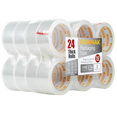 Clear Packing Tape 24 Rolls - Heavy Duty Packaging Tape 2.7mil Thick, 2.0 in. Wide x 60 Yards - Strong Adhesive, Silent, Reliable Package Tape for Home Office Shipping Moving Sealing - size: 24rolls/ 2.7mil/ 60yard