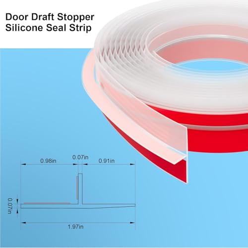 Elvone T-Shaped Weather Stripping Seal, Clear Silicone, 1.97 in x 40 ft - color: Clear, size: 40FTX1.97IN