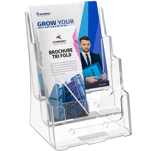 MaxGear Acrylic Brochure Holder 8.5 x 11 with Divider, 3 Tier, 1 Pack - size: 8.5"x11"-3 Tier