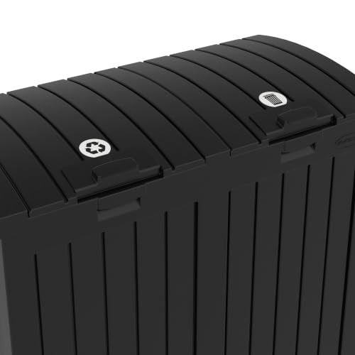 Suncast Dual 33 Gal Trash Hideaway Cabinet, Discrete Outdoor Storage - color: Black