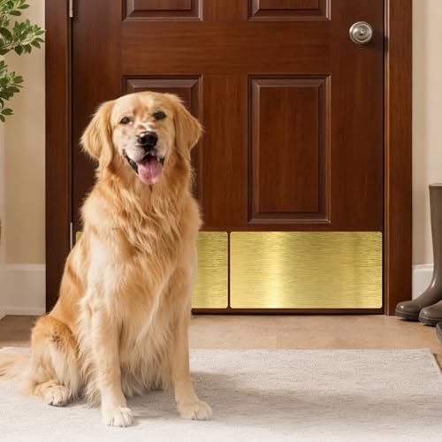 2 PCS 8" x 16" Brushed Door Kick Plate, Self-Adhesive, Rounded Corners - color: Brushed Gold, size: 8"x16"